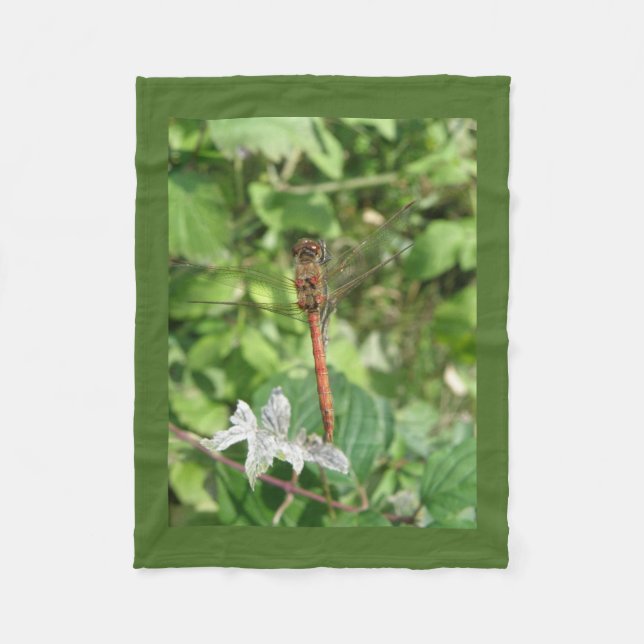 Common Darter Dragonfly Fleece Blanket (Front)