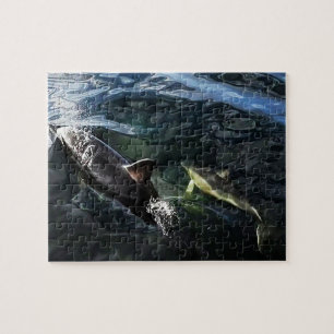 Common Dolphin Mother and Baby Ocean Wildlife Jigsaw Puzzle