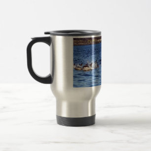 Common Dolphin Pod Porpoising Ocean Splash Thermal Travel Mug