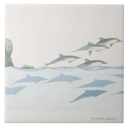 Common Dolphins Ceramic Tile