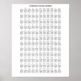 COMMON GUITAR CHORDS POSTER