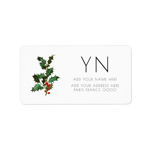 COMMON HOLLY CHRISTMAS ADDRESS LABELS BY REDOUT