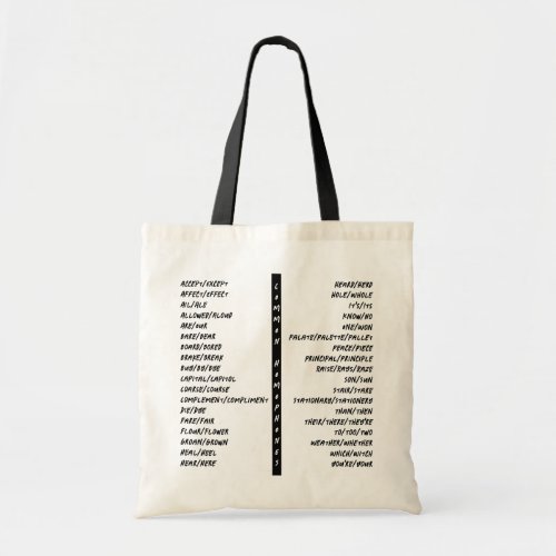 Common Homophones English Spelling Reference Guide Tote Bag