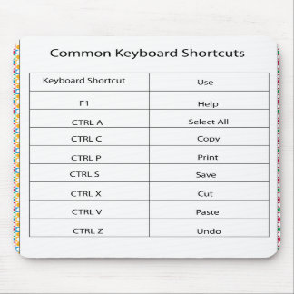 Common Keyboard Shortcut Mousepad