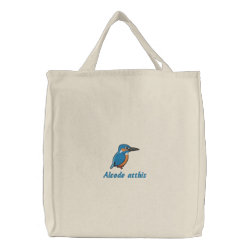Common Kingfisher Embroidery Embroidered Tote Bag