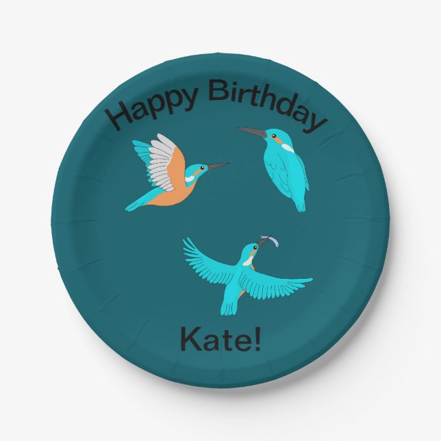 Common Kingfishers Paper Plates (Front)