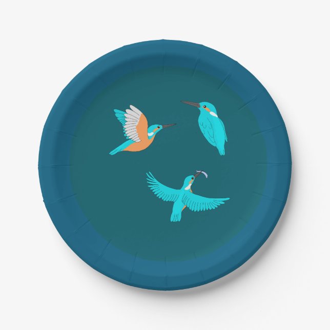 Common Kingfishers Paper Plates (Front)