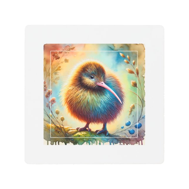 Common Kiwi Bird 061124AREF145 - Watercolor Metal Print (Front)