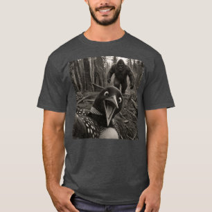  Common Loon and Bigfoot Selfie Vintage Cryptid  T-Shirt