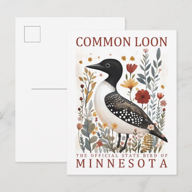 Common Loon Bird of Minnesota USA Travel Postcard (Front/Back)