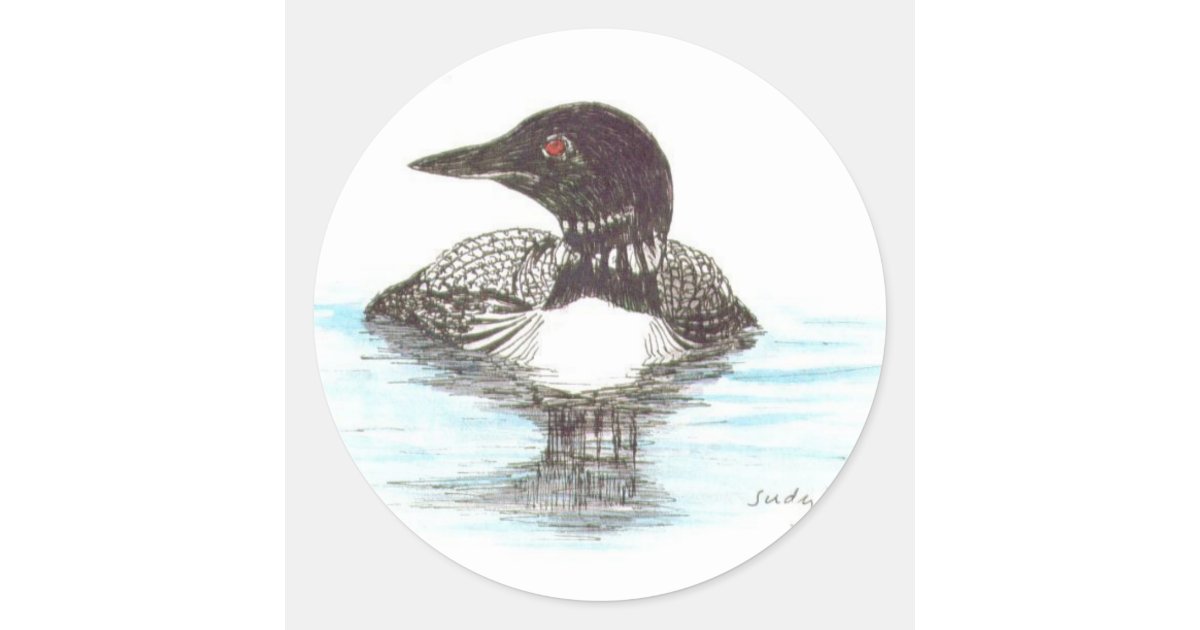 Common Loon Classic Round Sticker | Zazzle