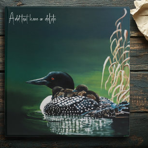 Common Loon Family Lake Wildlife Nature Green 3 Ring Binder