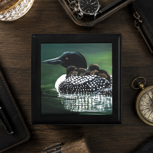 Common Loon Family Lake Wildlife Nature Green Gift Box