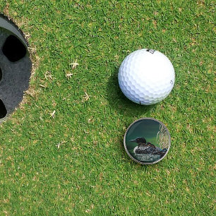 Common Loon Family Lake Wildlife Nature Green Golf Ball Marker