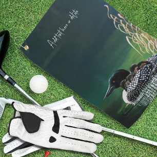 Common Loon Family Lake Wildlife Nature Green Golf Towel