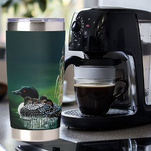 Common Loon Family Lake Wildlife Nature Green Insulated Tumbler