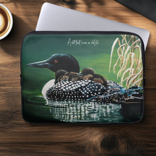 Common Loon Family Lake Wildlife Nature Green Laptop Sleeve