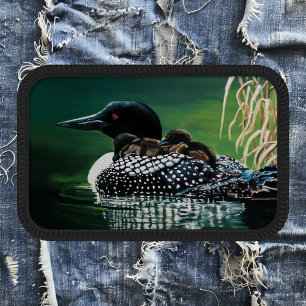 Common Loon Family Lake Wildlife Nature Green Patch