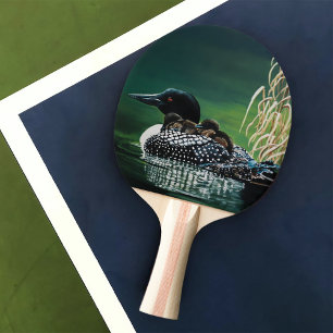 Common Loon Family Lake Wildlife Nature Green Ping Pong Paddle