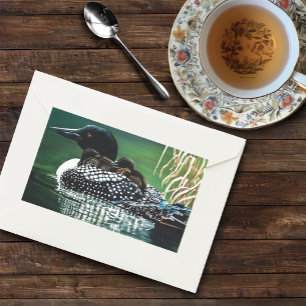 Common Loon Family Lake Wildlife Nature Green Rectangular Sticker