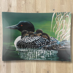 Common Loon Family Lake Wildlife Nature Green Trinket Tray