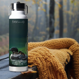 Common Loon Family Lake Wildlife Nature Green Water Bottle