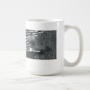Common Loon Linocut Mug