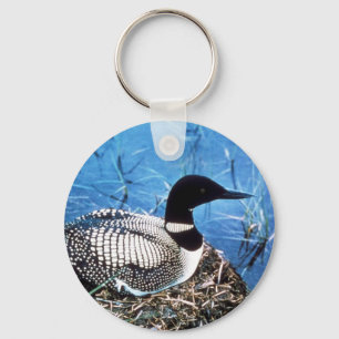 Common Loon on Nest Keychain