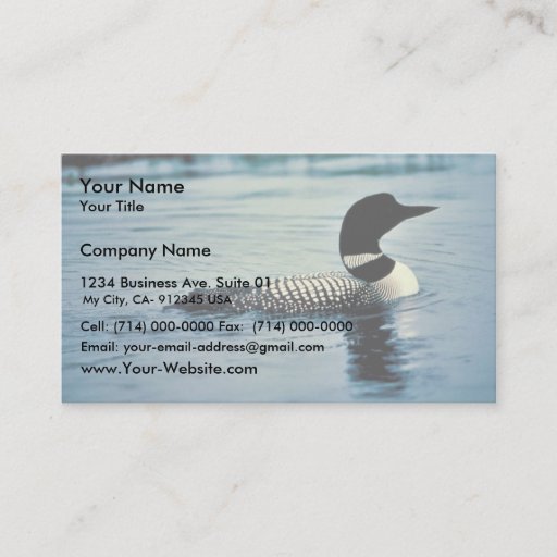 Customizable Common Loon on Water Business Card Template