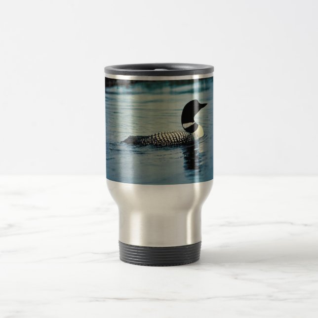 Common Loon on Water Travel Mug (Center)
