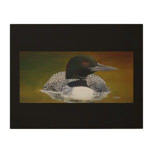 Common Loon On Wood With Black Wood Wall Decor