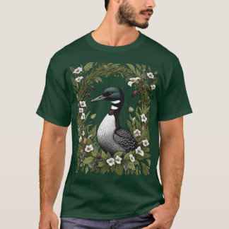 Common Loon Surrounded By Ladys Slipper Flowers 2 T-Shirt
