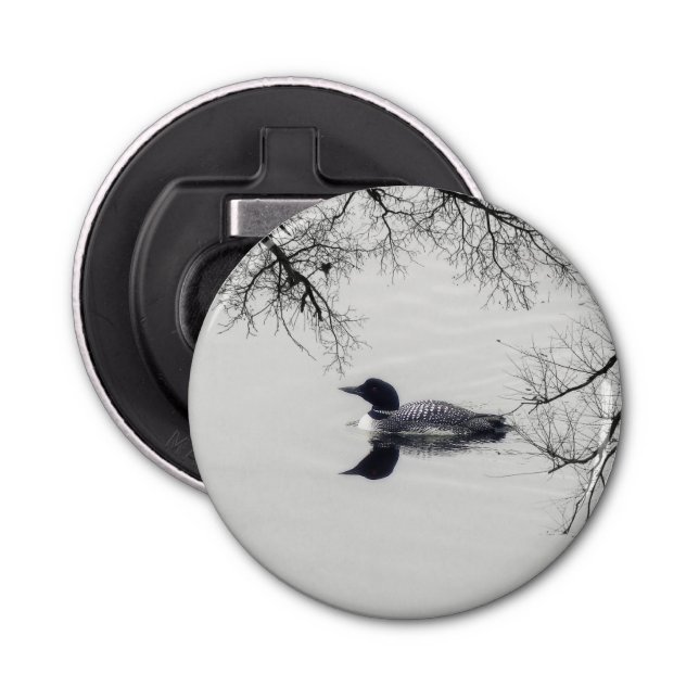 Common Loon Swims in a Northern Lake in Winter Bottle Opener (Front)