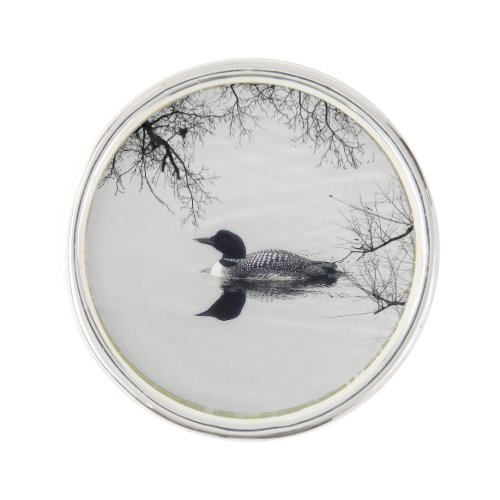 Common Loon Swims in a Northern Lake in Winter Lapel Pin