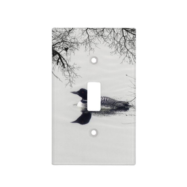 Common Loon Swims in a Northern Lake in Winter Light Switch Cover (Front)