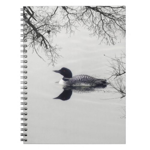 Common Loon Swims in a Northern Lake in Winter Notebook
