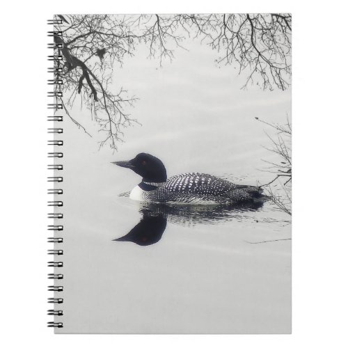 Common Loon Swims in a Northern Lake in Winter Notebook