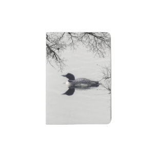 Common Loon Swims in a Northern Lake in Winter Passport Holder