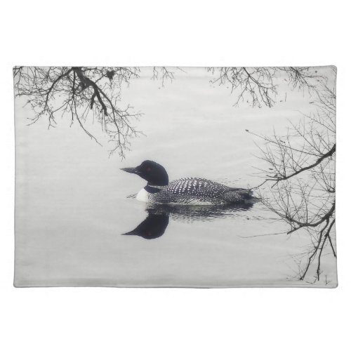 Common Loon Swims in a Northern Lake in Winter Placemat