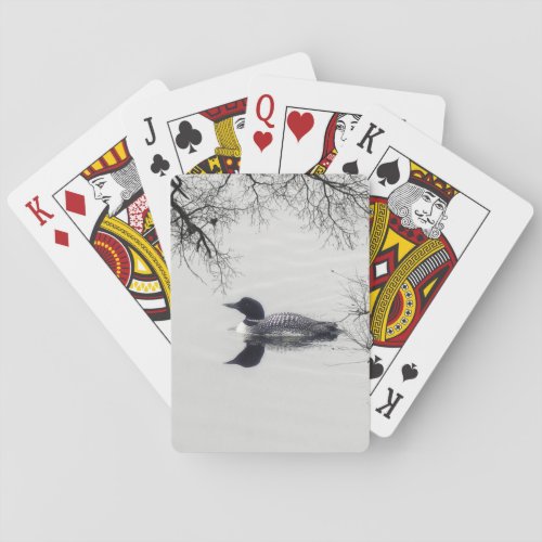 Common Loon Swims in a Northern Lake in Winter Poker Cards