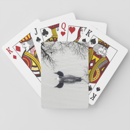 Common Loon Swims in a Northern Lake in Winter Poker Cards