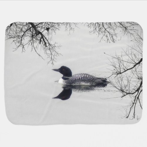 Common Loon Swims in a Northern Lake in Winter Receiving Blanket