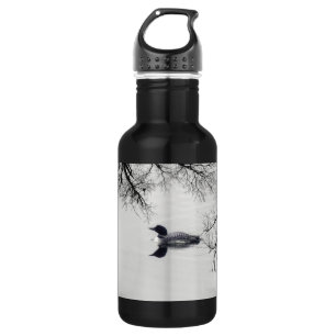 Common Loon Swims in a Northern Lake in Winter Stainless Steel Water Bottle