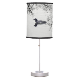 Common Loon Swims in a Northern Lake in Winter Table Lamp