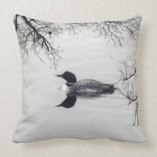 Common Loon Swims in a Northern Lake in Winter Throw Pillow