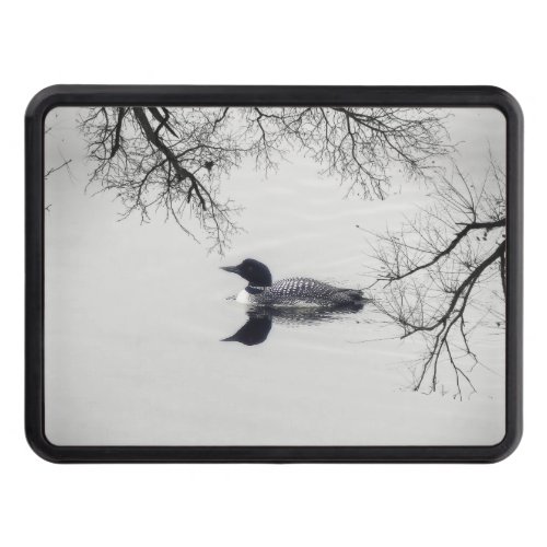 Common Loon Swims in a Northern Lake in Winter Tow Hitch Cover