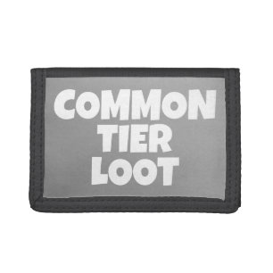 Common Loot Gamer Kids Gray Text Slogan Tri-fold Wallet
