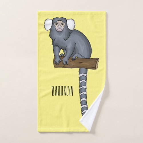 Common marmoset cartoon illustration bath towel set