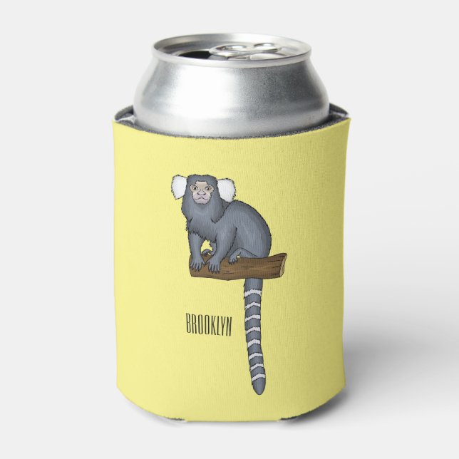 Common marmoset cartoon illustration can cooler (Can Front)