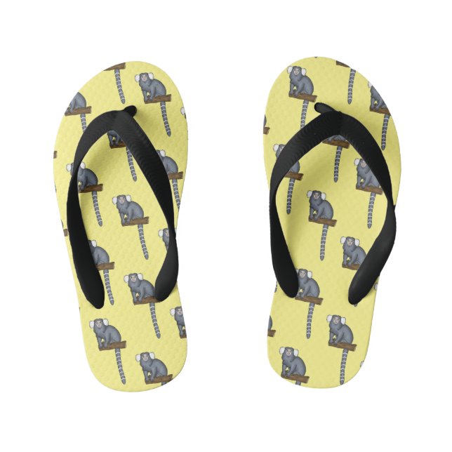 Common marmoset cartoon illustration kid's flip flops (Footbed)